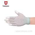 Hespax Fingertips Dipped Pu Carbon Fiber Esd Gloves